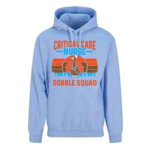 Critical Care Nurse Gobble Squad Turkey Thanksgiving Nurses Gift Unisex Surf Hoodie