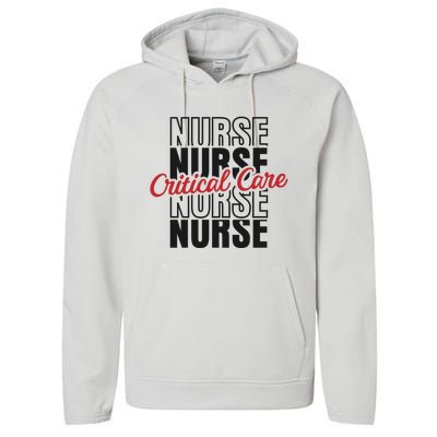 Critical Care Nurse Gift Performance Fleece Hoodie