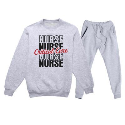 Critical Care Nurse Gift Premium Crewneck Sweatsuit Set