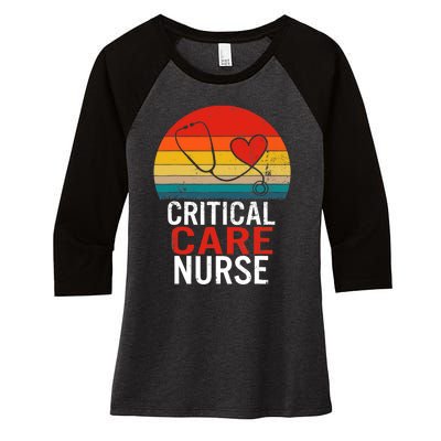 Critical Care Nurse ICU Nurses Week Intensive Care Graduate Women's Tri-Blend 3/4-Sleeve Raglan Shirt