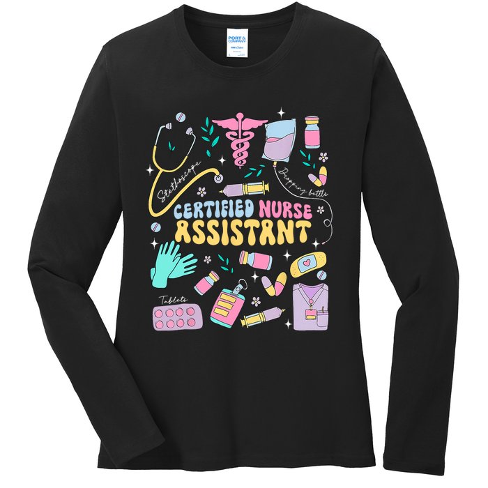 Cna Certified Nursing Assistant Funny Nurse Cna Life Costume Ladies Long Sleeve Shirt