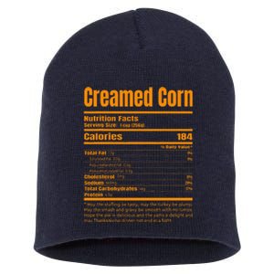 Creamed Corn Nutrition Facts Funny Thanksgiving Costume Short Acrylic Beanie