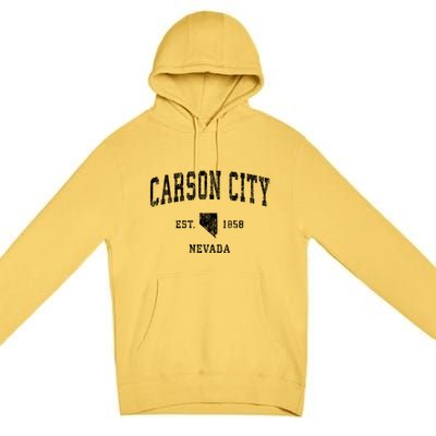 Carson City Nevada Nv Vintage Athletic Sports Premium Pullover Hoodie