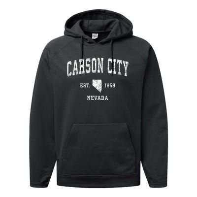 Carson City Nevada Nv Vintage Athletic Sports Performance Fleece Hoodie