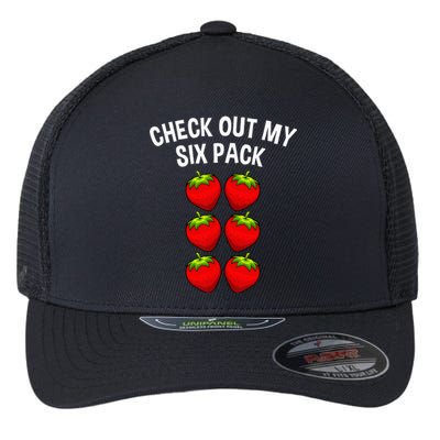 Cute Check Out My Six Pack Art Strawberry Lover Flexfit Unipanel Trucker Cap