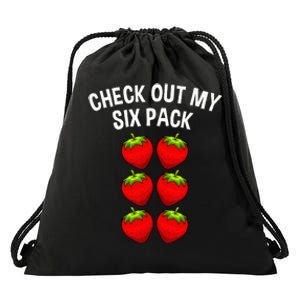 Cute Check Out My Six Pack Art Strawberry Lover Drawstring Bag