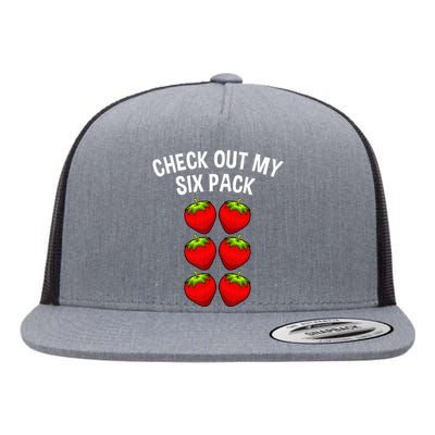 Cute Check Out My Six Pack Art Strawberry Lover Flat Bill Trucker Hat