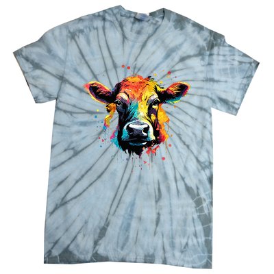 Cool Cow On Colorful Painted Cow Tie-Dye T-Shirt