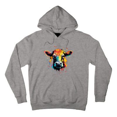 Cool Cow On Colorful Painted Cow Tall Hoodie