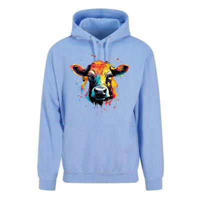 Cool Cow On Colorful Painted Cow Unisex Surf Hoodie