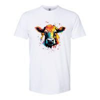 Cool Cow On Colorful Painted Cow Softstyle CVC T-Shirt