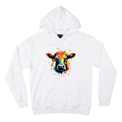 Cool Cow On Colorful Painted Cow Hoodie