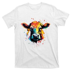 Cool Cow On Colorful Painted Cow T-Shirt