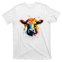 Cool Cow On Colorful Painted Cow T-Shirt