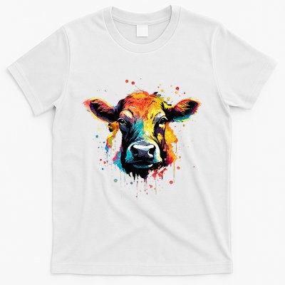 Cool Cow On Colorful Painted Cow T-Shirt