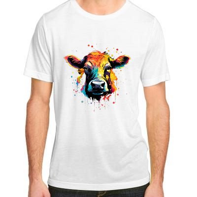 Cool Cow On Colorful Painted Cow Adult ChromaSoft Performance T-Shirt