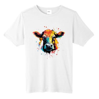 Cool Cow On Colorful Painted Cow Tall Fusion ChromaSoft Performance T-Shirt