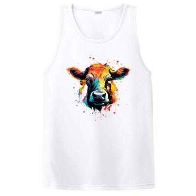 Cool Cow On Colorful Painted Cow PosiCharge Competitor Tank