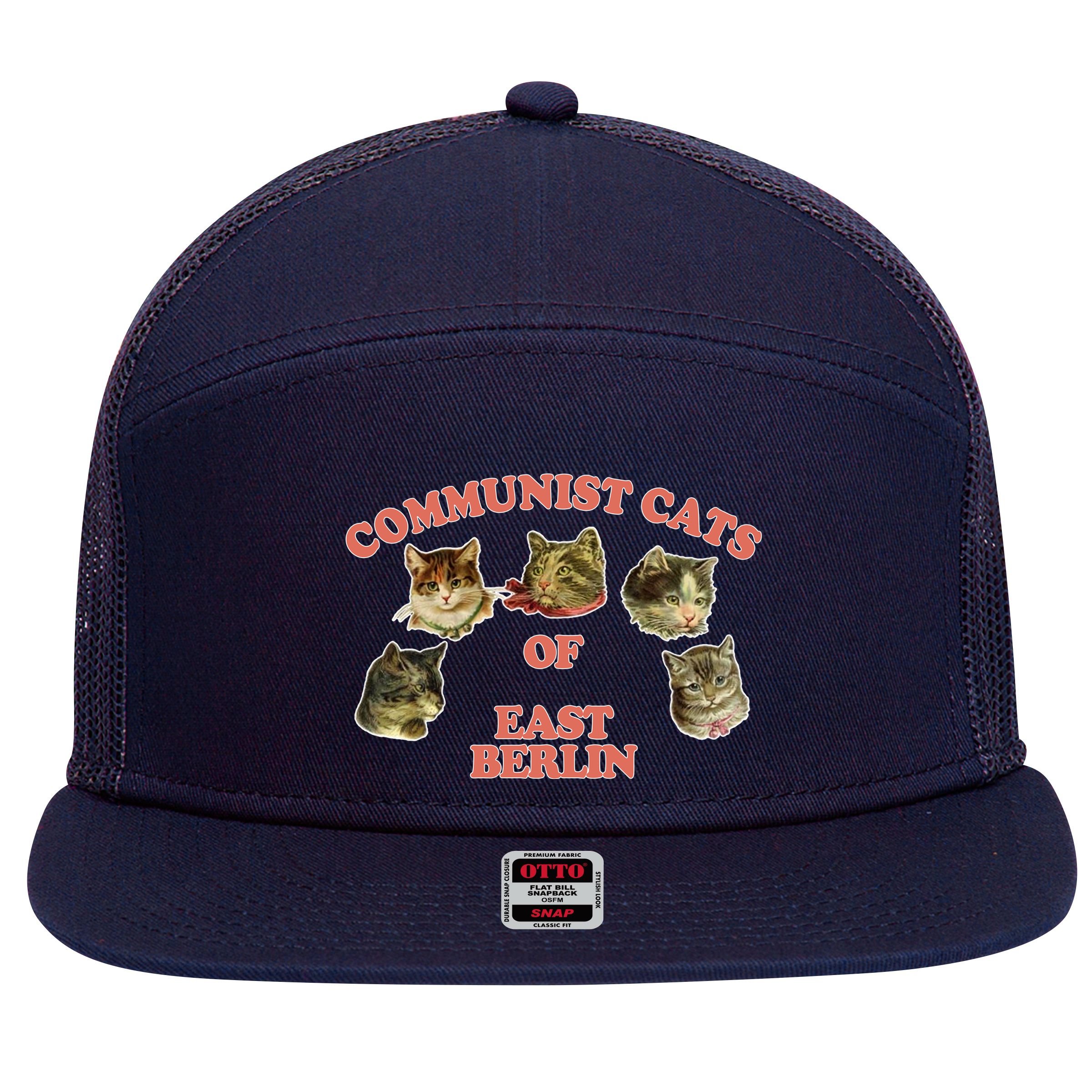 Communist Cats Of East Berlin 7 Panel Mesh Trucker Snapback Hat