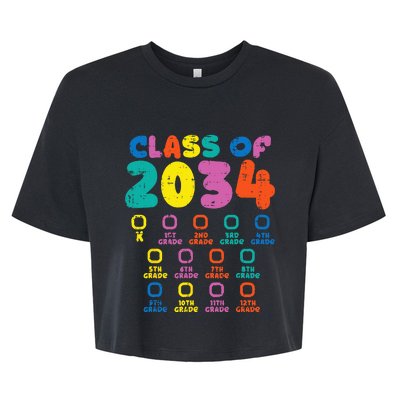 Colorful Class Of 2034 Grow With Me Checklist Graduation Bella+Canvas Jersey Crop Tee