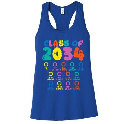 Colorful Class Of 2034 Grow With Me Checklist Graduation Women's Racerback Tank