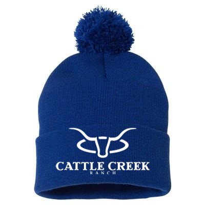 Cattle Creek Original White Logo Pom Pom 12in Knit Beanie