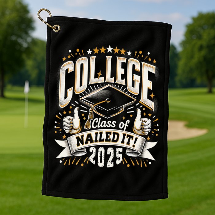 College Class Of 2025 Nailed It Graduation Senior Golf Towel