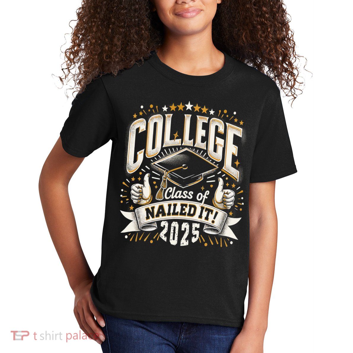 College Class Of 2025 Nailed It Graduation Senior Kids T-Shirt