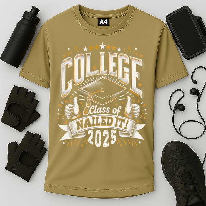 College Class Of 2025 Nailed It Graduation Senior Cooling Performance Crew T-Shirt