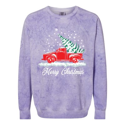 Christmas Classic Old Red Truck Vintage Pick Up Xmas Tree Gift Colorblast Crewneck Sweatshirt