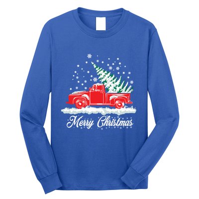 Christmas Classic Old Red Truck Vintage Pick Up Xmas Tree Gift Long Sleeve Shirt