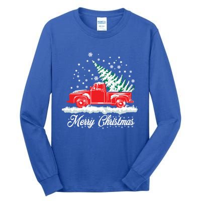 Christmas Classic Old Red Truck Vintage Pick Up Xmas Tree Gift Tall Long Sleeve T-Shirt