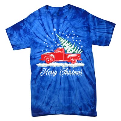 Christmas Classic Old Red Truck Vintage Pick Up Xmas Tree Gift Tie-Dye T-Shirt