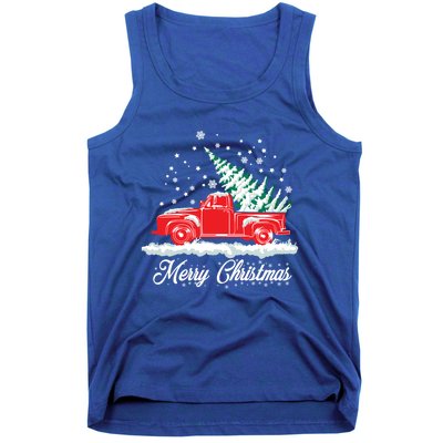 Christmas Classic Old Red Truck Vintage Pick Up Xmas Tree Gift Tank Top