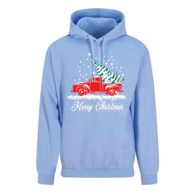 Christmas Classic Old Red Truck Vintage Pick Up Xmas Tree Gift Unisex Surf Hoodie