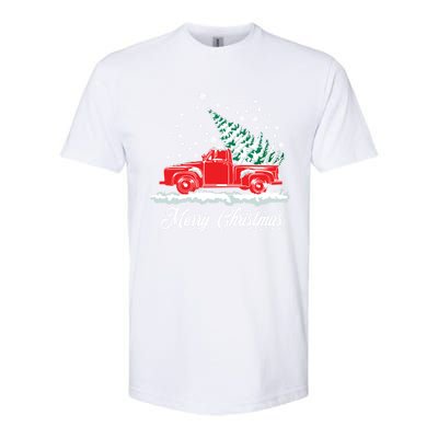 Christmas Classic Old Red Truck Vintage Pick Up Xmas Tree Gift Softstyle CVC T-Shirt