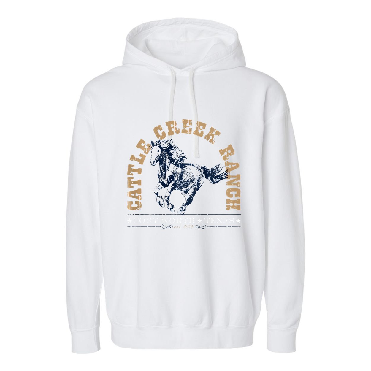 Cattle Creek Original Ranching Wild Horse Logo Garment-Dyed Fleece Hoodie