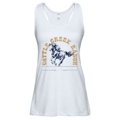 Cattle Creek Original Ranching Wild Horse Logo Ladies Essential Flowy Tank