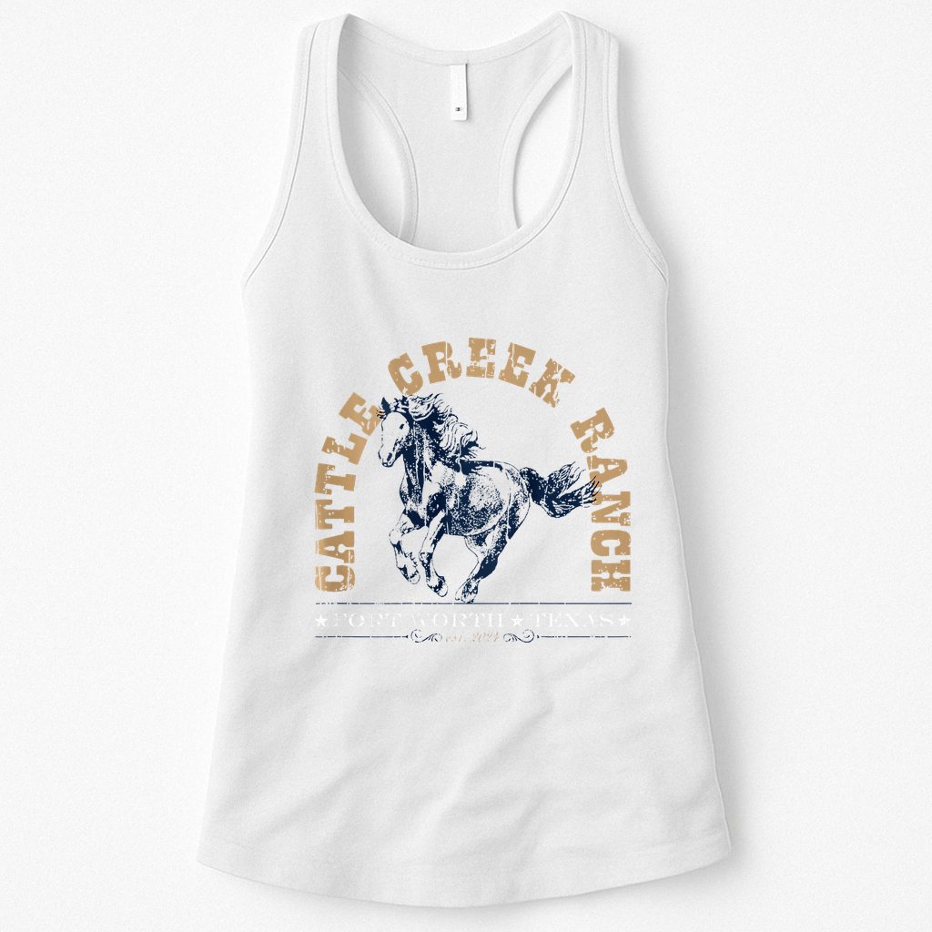 Cattle Creek Original Ranching Wild Horse Logo Womens Tank Top