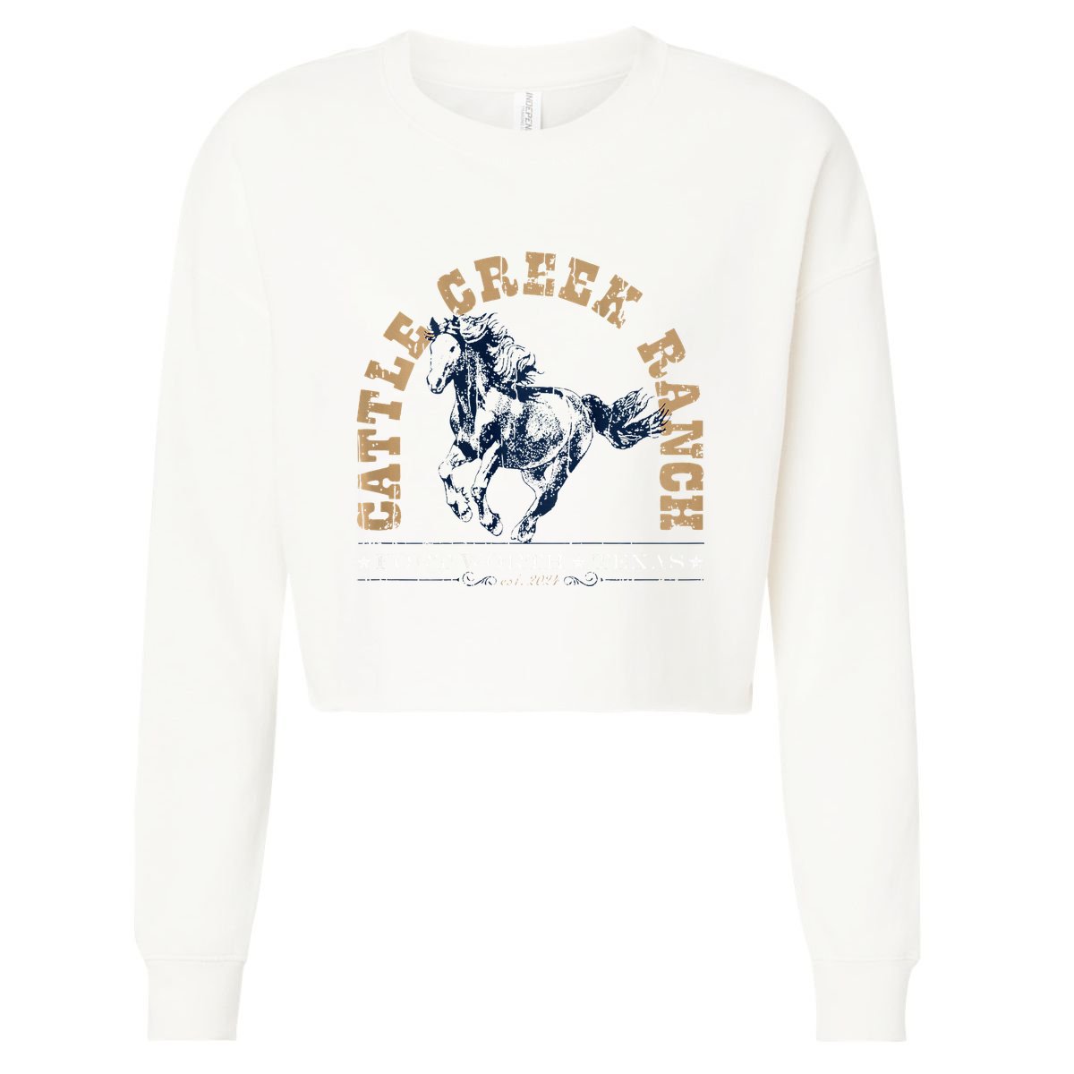 Cattle Creek Original Ranching Wild Horse Logo Cropped Pullover Crew