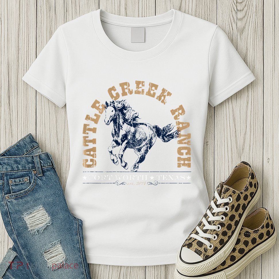 Cattle Creek Original Ranching Wild Horse Logo Womens T-Shirt