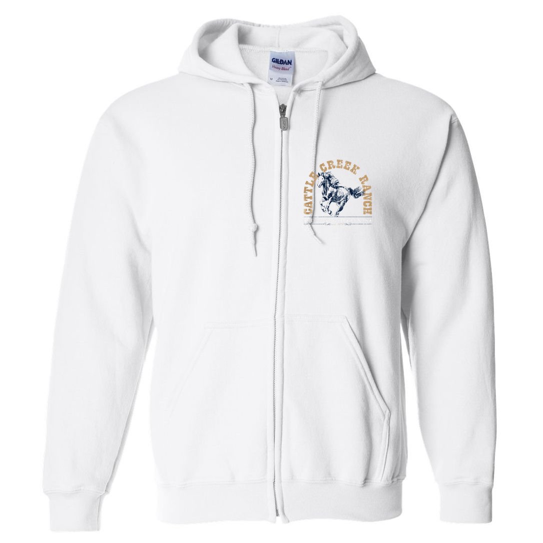Cattle Creek Original Ranching Wild Horse Logo Full Zip Hoodie