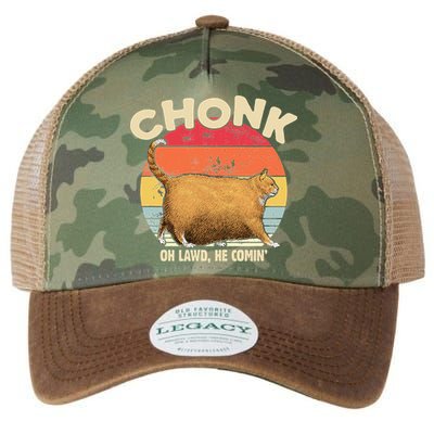 Chonk Cat Oh Lawd He Comin Funny Cat Meme Vintage Style Legacy Tie Dye Trucker Hat