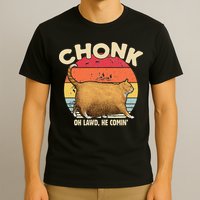 Chonk Cat Oh Lawd He Comin Funny Cat Meme Vintage Style T-Shirt