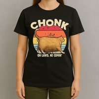 Chonk Cat Oh Lawd He Comin Funny Cat Meme Vintage Style T-Shirt
