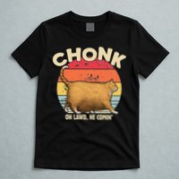 Chonk Cat Oh Lawd He Comin Funny Cat Meme Vintage Style T-Shirt