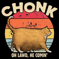 Chonk Cat Oh Lawd He Comin Funny Cat Meme Vintage Style T-Shirt