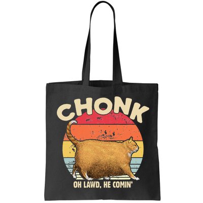 Chonk Cat Oh Lawd He Comin Funny Cat Meme Vintage Style Bag