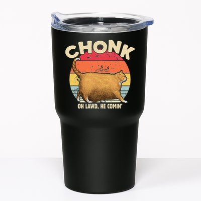 Chonk Cat Oh Lawd He Comin Funny Cat Meme Vintage Style Tumbler