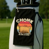 Chonk Cat Oh Lawd He Comin Funny Cat Meme Vintage Style Golf Towel